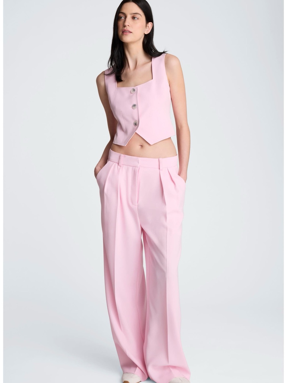 Kenneth Cole Pastel Pink Wide-Leg Trousers